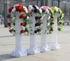 Dekorativa blommor Vita romerska pelare Bröllopslandskapsarkitektur Artistic Column Statue Party Flowerpot Holder