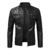 Outono moda tendência casacos estilo masculino fino gola de couro da motocicleta jaqueta de couro do plutônio dos homens S-4XL 240131