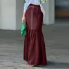 Skirts ZANZEA Fashion High Waisted Long Jupe Vintage Denim Fishtail Women Hip Wrap Maxi Faldas 2024 Autumn Pocket Pleating Skirt