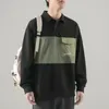 Polos masculinos t polo camisas para homens bolso preto roupas masculinas tamanho grande topos emendados oversize japão f tendências de moda 2024 normal harajuku s