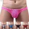 Trosor trosor heta sexiga ihåliga mens mesh thongs g string bikini front påse påse fashionabla bekväma andningsbara underkläder underkläder yq240215