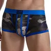 アンダーパンツセクシーなボクサーの男性下着ゲイメッシュホム通気性cuecas masculinas convex pouch calzoncillos hombre slip Boxershorts yq240214