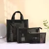 Kosmetiska väskor Multi Specifikation Kosmetikväska Black Mesh Handväska Shopping Travel Storage genomskinlig Dålig hudvård Organiserande påse