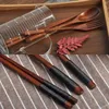 Servis uppsättningar 3st Wood Spoon Chopsticks Fork Portable Lunch Table Sear Yoffe Kitchen Kitchen Cutrow Set