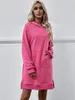 Sweats à capuche pour femmes 2024 Printemps Femmes Robe Gris Poche Côté Split Robes Lâches Femme Été Élégant Mode Tendance Dames Vêtements