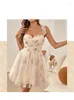 Party Dresses Champagne Color Dress Women's Niche Luxury French Short Suspender Slimming Mini Sexy Summer Women