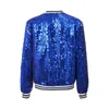 Kids Girls Sparkly Sequins Baseball Coat Long Sleeve Front Zip Up Striped Trim Outerwear Dancing Party Bomber Jackets 240123