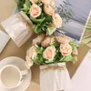 Decorative Flowers Vase Roses Fake Emulated Potted Plants Faux Flowerpot Lifelike Artificial Porcelain