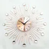 Zegary ścienne duże metalowe sztuka luksusowy zegar dekoracyjny kryształowy diamentowy kolor Fancy Morden Horloge Murale Retro Quartz