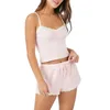 Mulheres sleepwear mulheres pijamas conjunto 2 peças loungewear ternos rendas guarnição camisolas regatas e shorts de cordão roupas