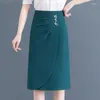 Skirts Office Lady Elegant Irregular Slim Korean Fashion Summer Women Streetwear Solid High Waist Split Midi Wrap Hip Skirt 2024