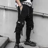 Joggers Cargo Pants for Men Casual Hip Hop Hit Color Pocket Male Trousers Sweatpants Streetwear Ribbons Techwear Pants 240117
