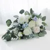 Decorative Flowers Wedding Bridal Bouquet Romantic White Blue Rose Artificial Roses For Church