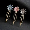 Hair Clips Blue/Pink/Grey Enamel Copper Flower Jewelry For Women Romantic Sample Design Single Accessory Wholesale