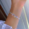 Charm armband eleganta färgglada kristallpärlor armband för kvinnor snyggt bownot staplande armband pärlor med handledskedja smycken bröllop gåva