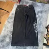 女子ジーンズJNCO Y2Kハラジュクヒップホップコブラグラフィックプリントゴシックバギーブラックパンツ男性女性2024ハイウエストワイドズボン