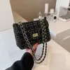 Erken İlkbahar Yeni Modaya Gizli ve Şık Zincir Eşsiz Doku Dokuma Kilit Tokası Küçük Kare Çanta Crossbody Omuz Fabrikası Doğrudan Satışlar