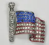 12 pcslot cristal entier strass USA drapeau broches mode broche bijoux cadeau C3553820260