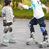 Ajustável profissional inline sapatos de skate adultos mulheres homens piscando tênis com 4 rodas patins esportes ao ar livre 240127