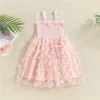 Yaz Bebek Kız Elbise Sevimli Kelebek Kanatları Askı Kafes Kişisi Balo Elbise Çocuklar Tatlı Prenses Kızlar 240126