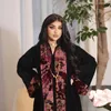 Roupas étnicas Abaya para Mulheres Ramadan Gurban Muçulmano Árabe Dubai Ouro Veludo Jacquard Estilo Vestido de Noite Moda Jalabia Mulheres Desgaste