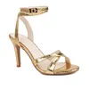 Sandalen Plus Size Gingham Hochglanz Gold Ultra Heel Sexy Damen Ankle Cross Tie Peep Toe Silber