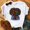 Women's T Shirts Women Beautiful African White Funny Print Shirt Girl Black Queen Harajuku Ulzzang Kawaii 90s Short Sleeves Clothes