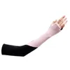 Cykelhandskar Summer Women Long Ice Silk Touch Screen Driving Glove Sleeve UV Sunscreen Outdoor Sport Fingerless Stripe Sun Mitten I68