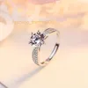 Hot Sales Sterling silver S925 Adjustable Six Claw Wedding Ring