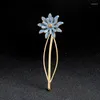 Hair Clips Blue/Pink/Grey Enamel Copper Flower Jewelry For Women Romantic Sample Design Single Accessory Wholesale