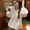 Women's Blouses Ruffles Bow Tie Tops Blusas 2024 Woman Cute Sweet Girls Japan Style Retro Vintage Casual Baby Design Basic White Shirts