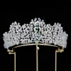 Hair Clips Luxury Forest Crystal Beaded Tiaras Royal Queen Bridal Crown Rhinestone Pageant Diadem Headband Wedding Costume Accessories