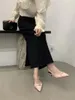 Dress Shoes Black/Beige/Brown/Pink Women Sandals Pointed Toe Summer Thin Mid Heels Back Strap Party Slides Mules 35-39