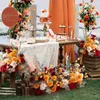 Fleurs décoratives Orange rouge feuilles d'eucalyptus centres de Table de mariage boule de fleurs événement Banquet bienvenue fond fenêtre affichage accessoires