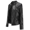 Partihandel Hot Sale Spring Autumn Women Fashion Leather Jacket Stand-Up Collar dragklappa Ladies Casual PU Jackor Size M-4XL