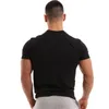 Abiti da uomo A3122 Uomo Manica corta Nero T-shirt in cotone solido Palestre Fitness Bodybuilding Allenamento T-shirt Uomo Estate Casual Slim Tee Tops