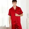 Women's Sleepwear Silk Matching Pajamas Short Sleeve Long Pants Mulberry Couple For Men And Women