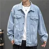 Dżinsowa kurtka mężczyzn Vintage Jean Coats Streetwear Modna kurtka dżinsowa Mężczyźni odrzucają kołnierz dżinsową odzież wierzchnią bombardowa kurtka bombowa 240122