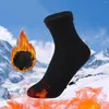 Chaussettes pour hommes et femmes, sacs au genou, chauds d'hiver, thermiques, très épais, isolés, bottes chauffantes, cuisses hautes, bas en coton