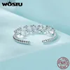 Cluster Rings WOSTU 925 Sterling Silver Tassel Zircon Opening Ring For Women Wedding Party Daily Gift Adjustable Fine Jewellery FIR990-E