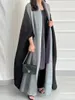 Abbigliamento etnico Abaya musulmano per le donne Manica a pipistrello pieghettato cardigan sfumato Trench 2024 Autunno Dubai Abaya Plus Size Donna Lusso