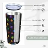 Copos de aço inoxidável tumbler patas brilhantes canecas copo com canudos cão viagem bebida fria garrafa de água manter calor 20oz caneca térmica