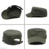 Military Style Cadet Army Cap Men Women Pure Color Washed Cotton Flat Top Summer Autumn Adjustable Chapeau Visor Hat 240130