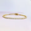 Bracciale tennis in argento placcato oro 14k ghiacciato di lusso Bracciale tennis in moissanite con diamanti VVS da 3 mm