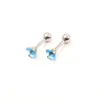 Brincos de garanhão 4 pares conjunto moda 5mm redondo cristal cúbico anéis de orelha tragus joias de corpo de aço