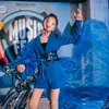 Abbigliamento da palco Manica in garza Hip Hop Abito blu Bambini Abbigliamento da ballo di strada Jazz Passerella moderna Spettacolo Costumi per ragazze
