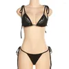 Maillots de bain pour femmes Goth Dark Femmes Bandage Bikini Ensembles Gothique Imprimé Y2k Sexy Triangle Soutien-Gorge Cravate Côté Taille Haute Bas Deux Pièces Costumes