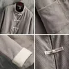 Männer Westen 2024 Retro Literarische Kleidung Cord Tang Anzug Mantel Chinesischen Stil Tragen Platte Schnalle Stehkragen Tunika