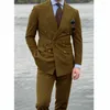 Costumes pour hommes deux pièces Double boutonnage décontracté Design de mode coupe ajustée garçons d'honneur robe costume élégant hommes pantalon complet homme homme