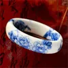 Bangle Chinês Antigo Azul e Branco Porcelana Clássico Étnico Jingdezhen Cerâmica Artesanato Coleção Jóias Presentes